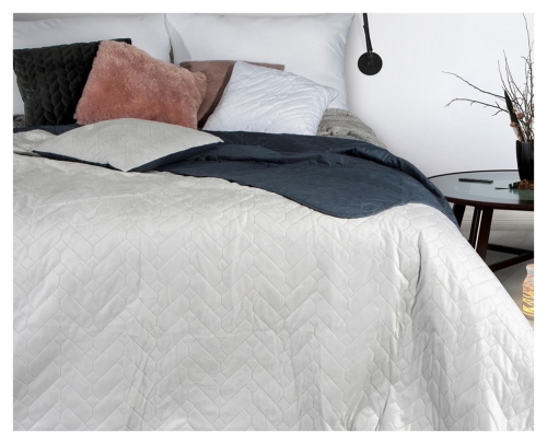 Narzuta pikowana 220x240 srebrno stalowa Luizn