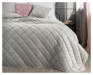 Narzuta pikowana Amareta 170x210 srebrna z weluru 