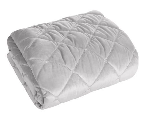 Narzuta pikowana Amareta 170x210 srebrna z weluru 