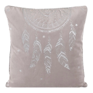 Poszewka dekoracyjna velvet 45x45 różowo srebrna w pióra + wypełnienie 