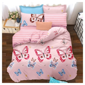 Komplet pościeli dwustronnej różowej  140x200 w motyle