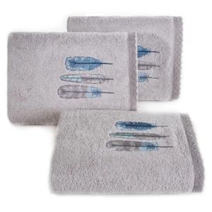 Ręcznik 70x140 srebrny w pióra