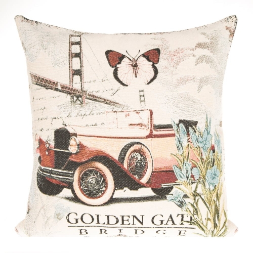 Poszewka dekoracyjna 45x45 z retro samochodem