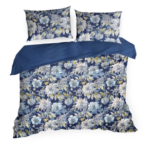 Komplet pościeli z bawełny satynowej 160x200 w kwiaty Navia