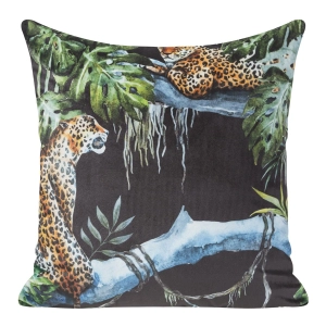 Poszewka dekoracyjna velvet 45x45 zielono czarna z lampartami