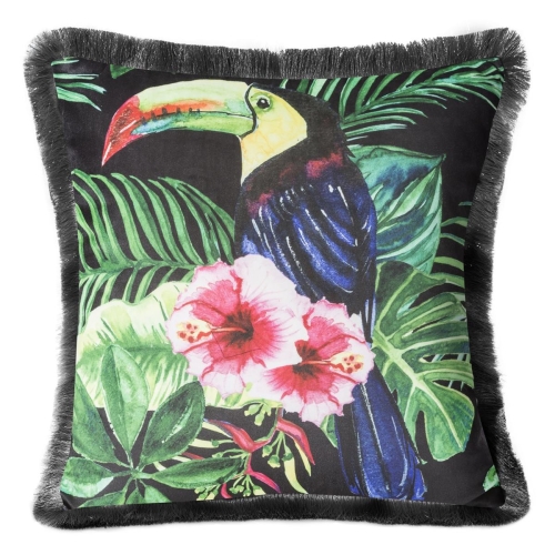 Poszewka dekoracyjna velvet 45x45 z tukanem 