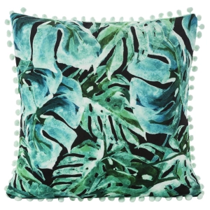 Poszewka dekoracyjna velvet 45x45 czarno zielone liście 
