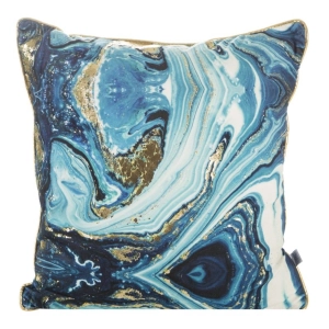 Poszewka dekoracyjna velvet 45x45 turkusowo złota + wypełnienie