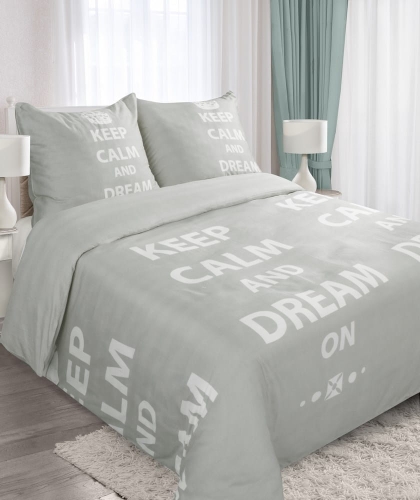 Komplet pościeli 160x200 popielata keep calm and dream