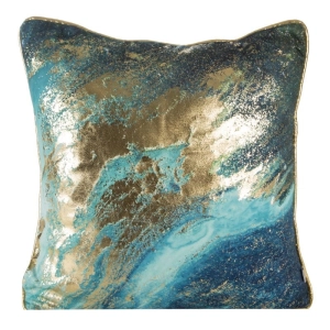 Poszewka dekoracyjna velvet 45x45 turkusowo złota Marble + wypełnienie