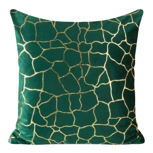 Poszewka dekoracyjna velvet 45x45 ciemno zielono złota Marisol