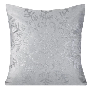 Poszewka dekoracyjna świąteczna srebrna 45x45 Snowy + wypełnienie