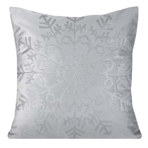 Poszewka dekoracyjna świąteczna srebrna 45x45 Snowy + wypełnienie
