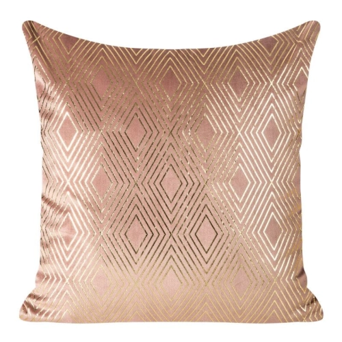 Poszewka dekoracyjna velvet Marcela ciemno różowa 45x45 w złote romby  + wypełnienie