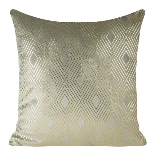 Poszewka dekoracyjna velvet Marcela srebrna 45x45 w złote romby  + wypełnienie