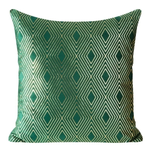 Poszewka dekoracyjna velvet ciemno zielona 45x45 w złote romby  + wypełnienie