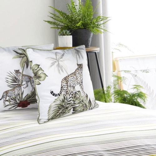 Poszewka dekoracyjna velvet biało zielona 45x45 jungle