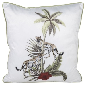 Poszewka dekoracyjna velvet biało zielona 45x45 jungle