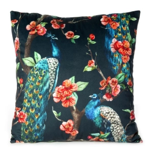 Poszewka dekoracyjna velvet czarna 45x45 pawie