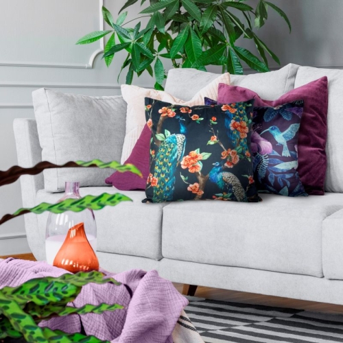 Poszewka dekoracyjna velvet czarna 45x45 pawie