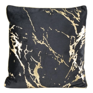 Poszewka dekoracyjna velvet czarno złota 45x45 Maribel   + wypełnienie