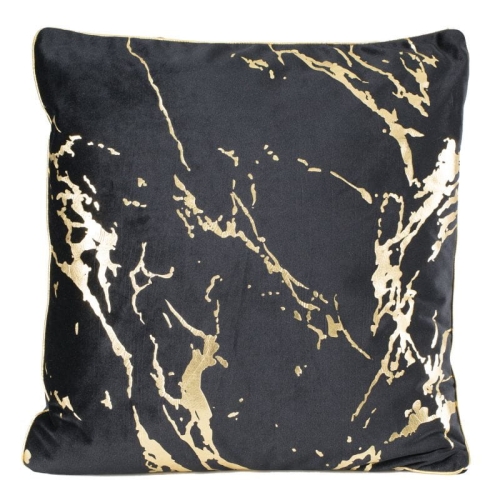 Poszewka dekoracyjna velvet czarno złota 45x45 Maribel   + wypełnienie