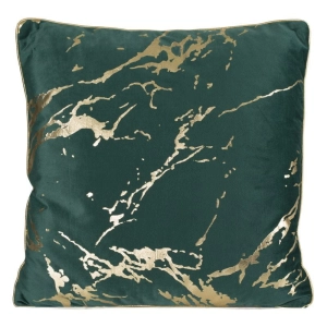 Poszewka dekoracyjna velvet ciemno zielono złota 45x45 Maribel  + wypełnienie