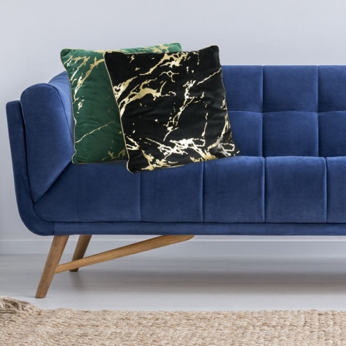 Poszewka dekoracyjna velvet ciemno zielono złota 45x45 Maribel  + wypełnienie