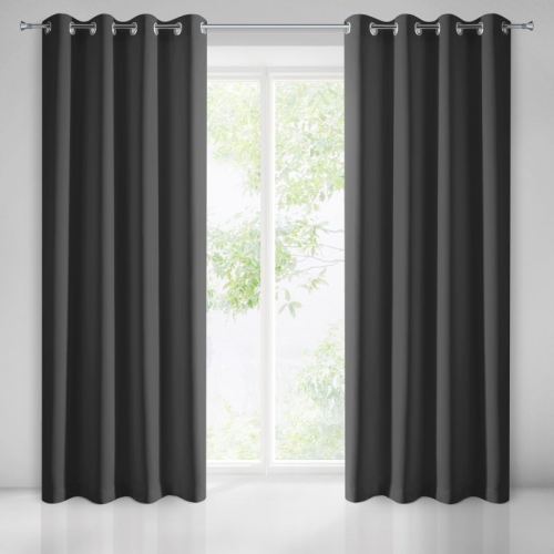 Zasłona 135x250 czarna przelotki