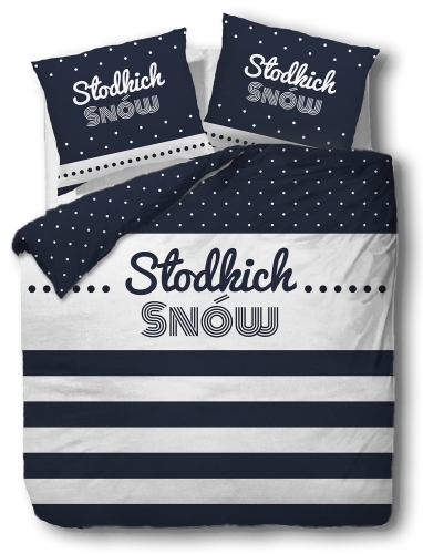 Pościel bawełniana granatowo biała 200x220 Słodkich Snów