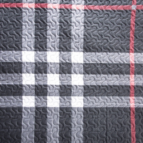 Narzuta czarno biało czerwona 220x240 w kratę 