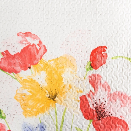 Narzuta biała 170x210 w kolorowe kwiaty