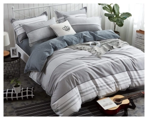 Komplet pościeli dwustronnej w odcieniach szarości 200x220 w pasy