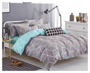 Komplet pościeli dwustronnej szaro morskiej 200x220